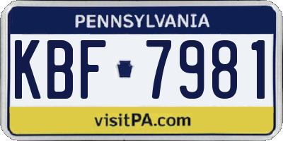 PA license plate KBF7981