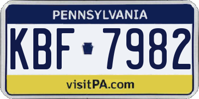 PA license plate KBF7982