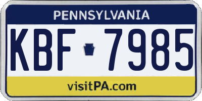 PA license plate KBF7985