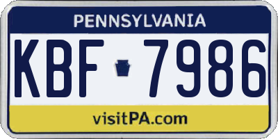 PA license plate KBF7986