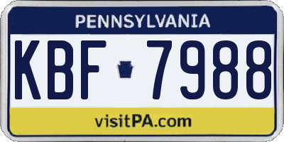 PA license plate KBF7988
