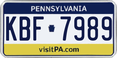 PA license plate KBF7989