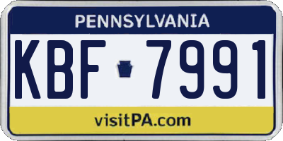 PA license plate KBF7991