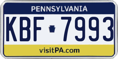 PA license plate KBF7993
