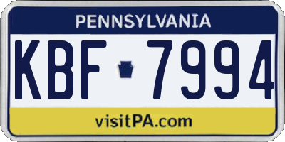 PA license plate KBF7994