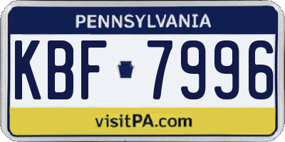 PA license plate KBF7996
