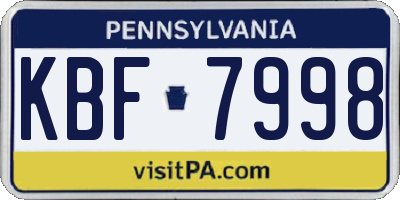 PA license plate KBF7998