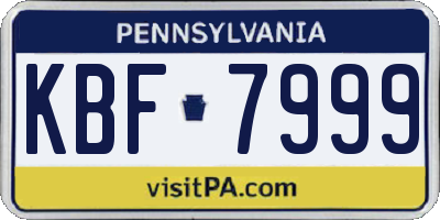PA license plate KBF7999