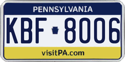 PA license plate KBF8006