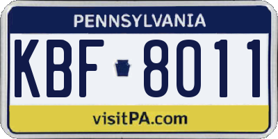 PA license plate KBF8011