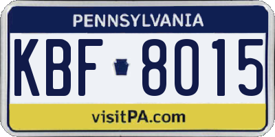 PA license plate KBF8015