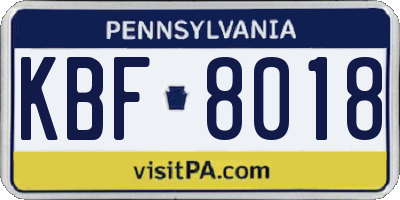PA license plate KBF8018
