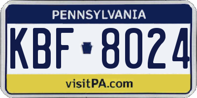 PA license plate KBF8024