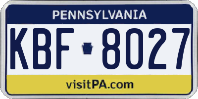PA license plate KBF8027