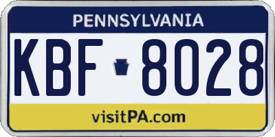 PA license plate KBF8028