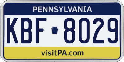 PA license plate KBF8029