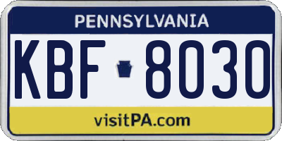 PA license plate KBF8030