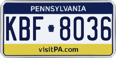 PA license plate KBF8036