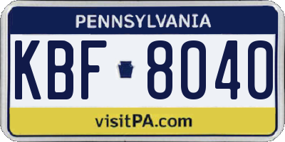 PA license plate KBF8040