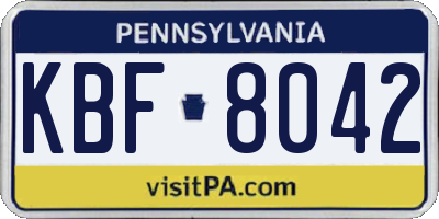 PA license plate KBF8042