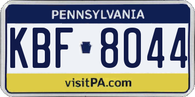 PA license plate KBF8044
