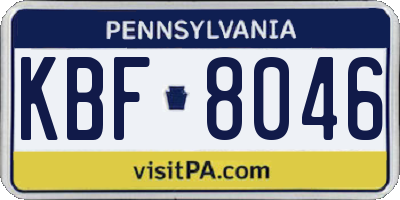 PA license plate KBF8046