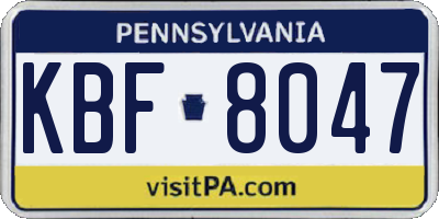 PA license plate KBF8047