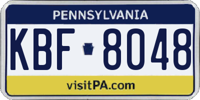 PA license plate KBF8048