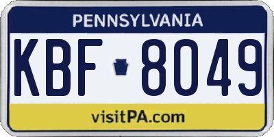 PA license plate KBF8049