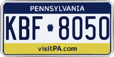 PA license plate KBF8050