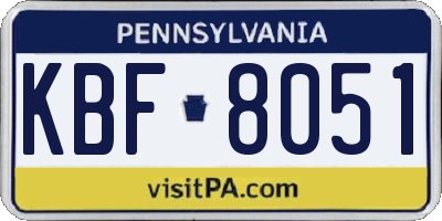 PA license plate KBF8051