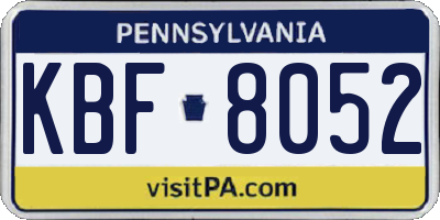 PA license plate KBF8052