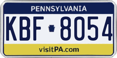 PA license plate KBF8054