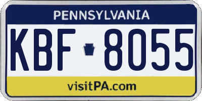PA license plate KBF8055