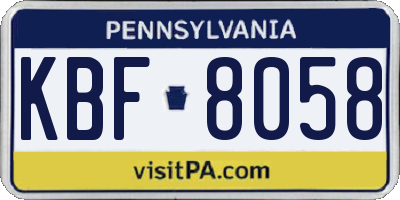 PA license plate KBF8058