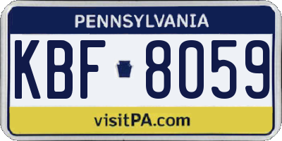 PA license plate KBF8059