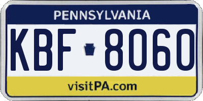 PA license plate KBF8060
