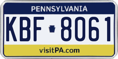 PA license plate KBF8061