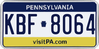 PA license plate KBF8064