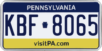 PA license plate KBF8065