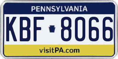 PA license plate KBF8066