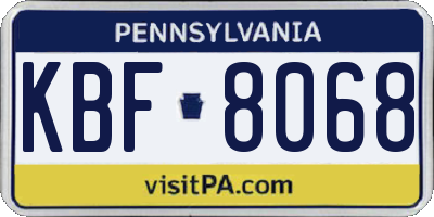 PA license plate KBF8068