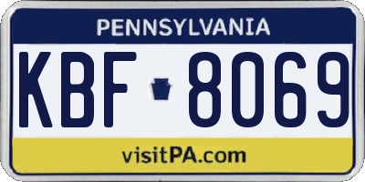 PA license plate KBF8069