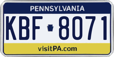 PA license plate KBF8071