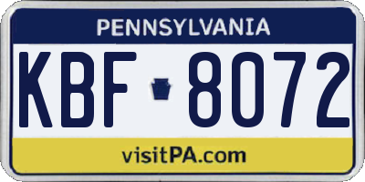 PA license plate KBF8072