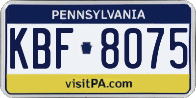PA license plate KBF8075