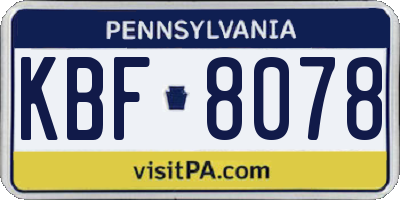 PA license plate KBF8078