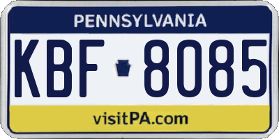 PA license plate KBF8085