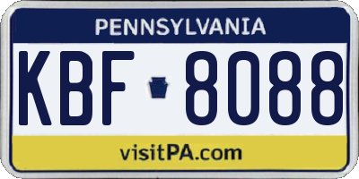 PA license plate KBF8088