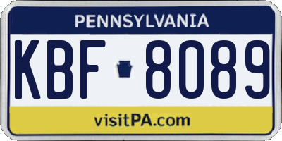 PA license plate KBF8089